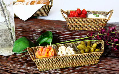 Rectangular Serving Tray w/ 2 Glass Dishes