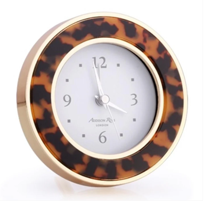 Faux Tortoiseshell & Gold Silent Alarm Clock