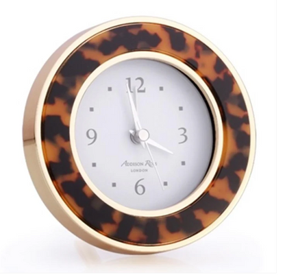 Faux Tortoiseshell & Gold Silent Alarm Clock
