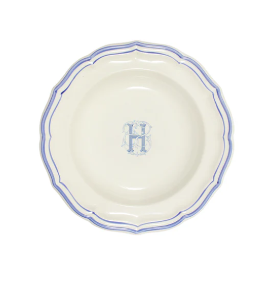 Filet Bleu Monogram "H" Dessert Plate