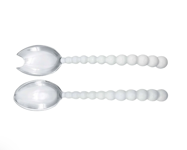White Pearled Salad Servers by Mariposa