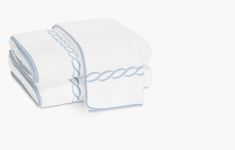 Classic Chain Hand Towel Light Blue with Custom Monogram by Matouk