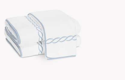 Classic Chain Hand Towel Light Blue with Custom Monogram by Matouk