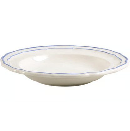 Filet Bleu Rim Soup Bowl with "S" Monogram by Gien