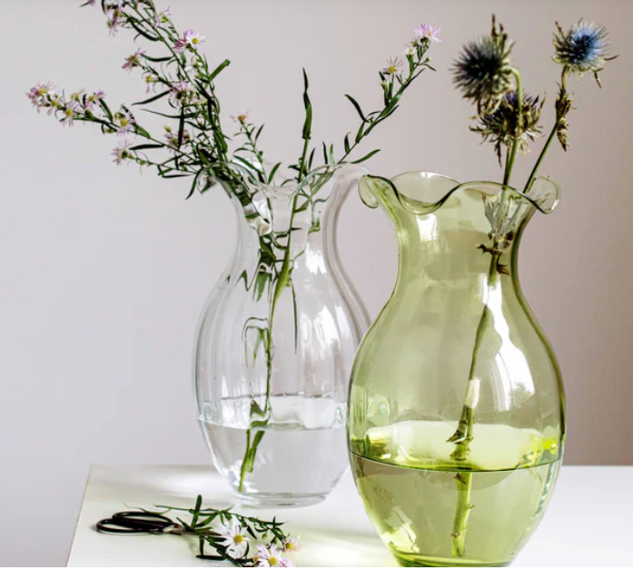 Hibiscus Glass Vertical Fluted Green by Vietri