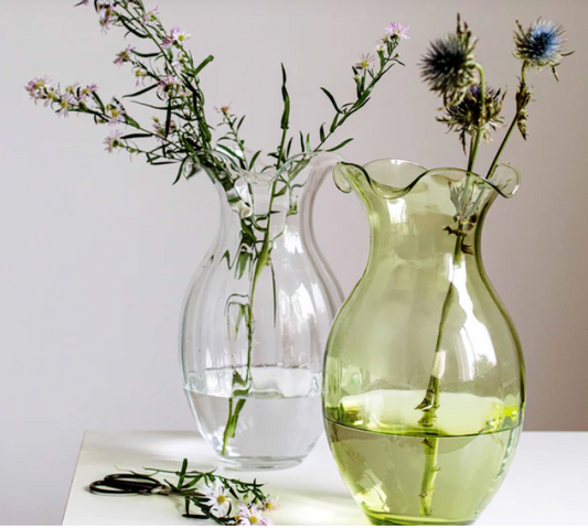 Hibiscus Glass Vertical Fluted Green by Vietri