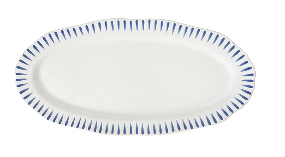 Sitio Stripe Delft Blue Hostess Tray 15" by Juliska