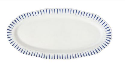 Sitio Stripe Delft Blue Hostess Tray 15" by Juliska