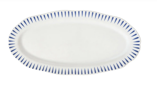 Sitio Stripe Delft Blue Hostess Tray 15" by Juliska