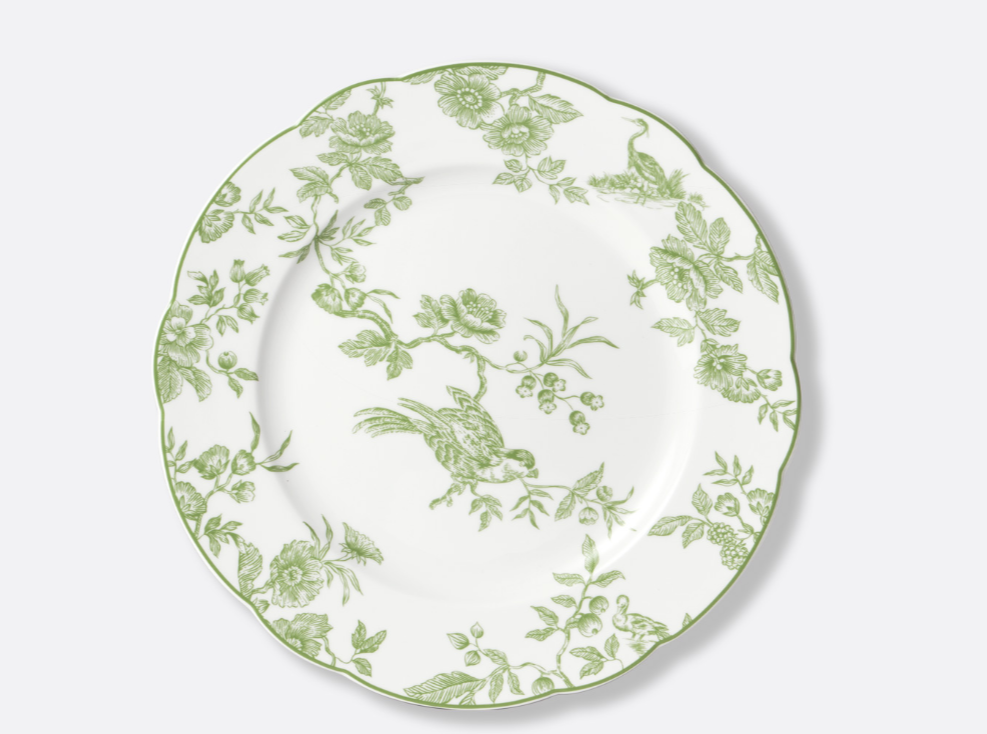 Albertine Green Dinner Plate - White background by Bernardaud