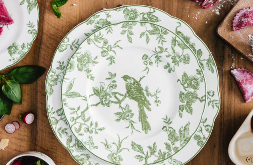 Albertine Green Salad Plate - White background by Bernardaud