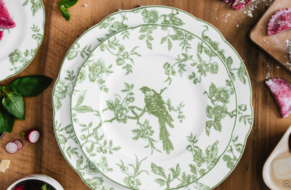 Albertine Green Salad Plate - White background by Bernardaud