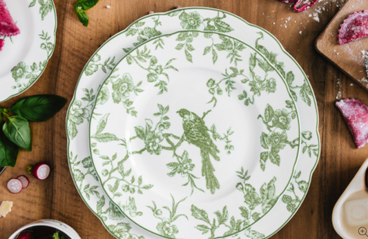Albertine Green Salad Plate - White background by Bernardaud
