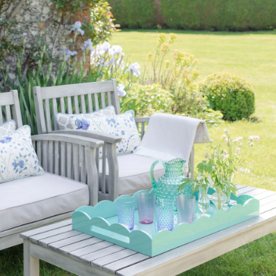Scalloped Turquoise Large Tray by Addison Ross