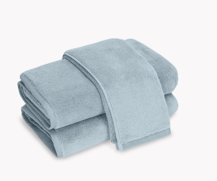 Milagro Hand Towel in Hazy Blue with Monogram by Matouk