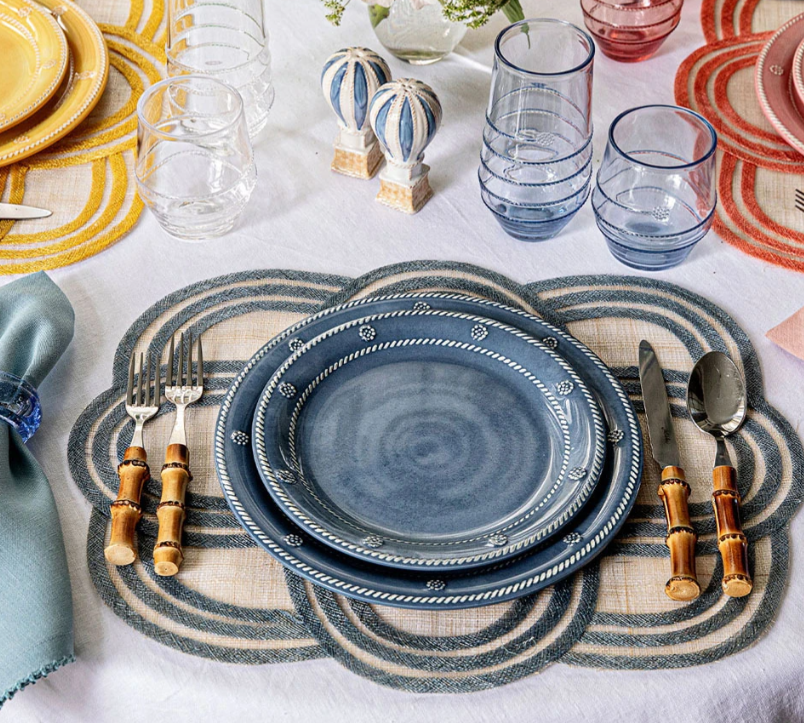 Berry & Thread Melamine Dessert/Salad  Set/4  Ocean by Juliska