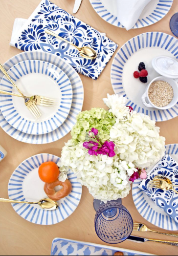 Modello Stripe Lg Serving Bowl - Blue by Vietri