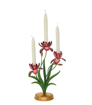 Meadow Walk Iris Centerpiece Candelabra by Juliska