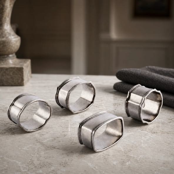 Classic Pewter Napkin Rings - Timeless Italian Elegance by Vagabond House