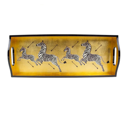 Zebras Gold Lacquer Tray by Caspari