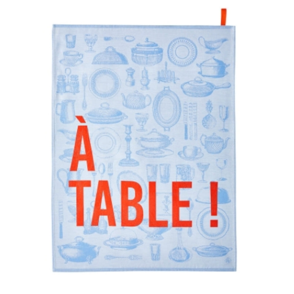 A Table Blue Tea Towel by Le Jacquard Francais