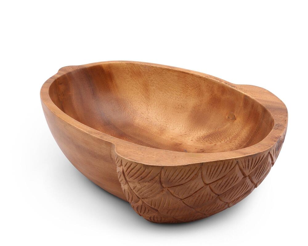 Acorn Shape Acacia Wood Salad Bowl Large by Arthur Court Designs