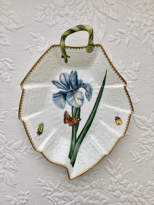 AD72 - Blue Iris Leaf Shaped Dish by Anna Weatherley