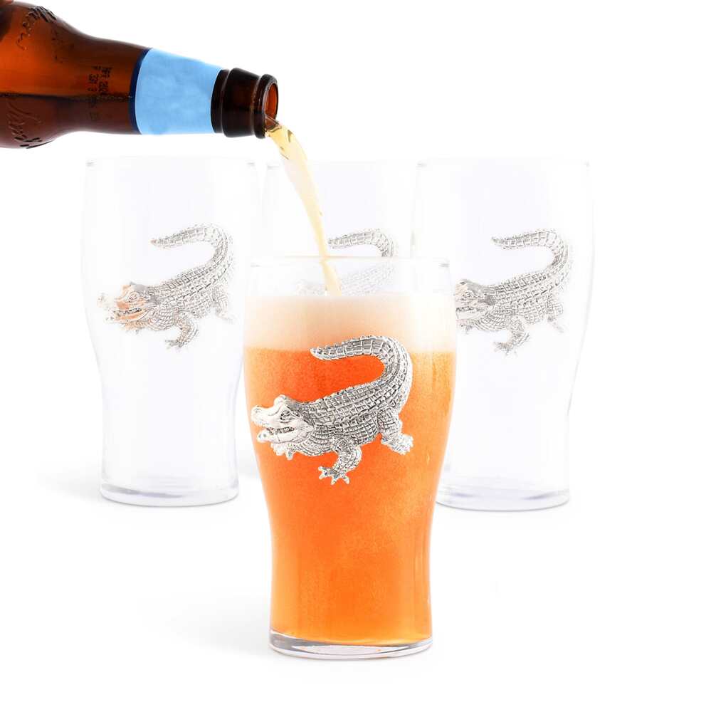 Alligator Beer Pint Glass - Set of 4 by Arthur Court Designs