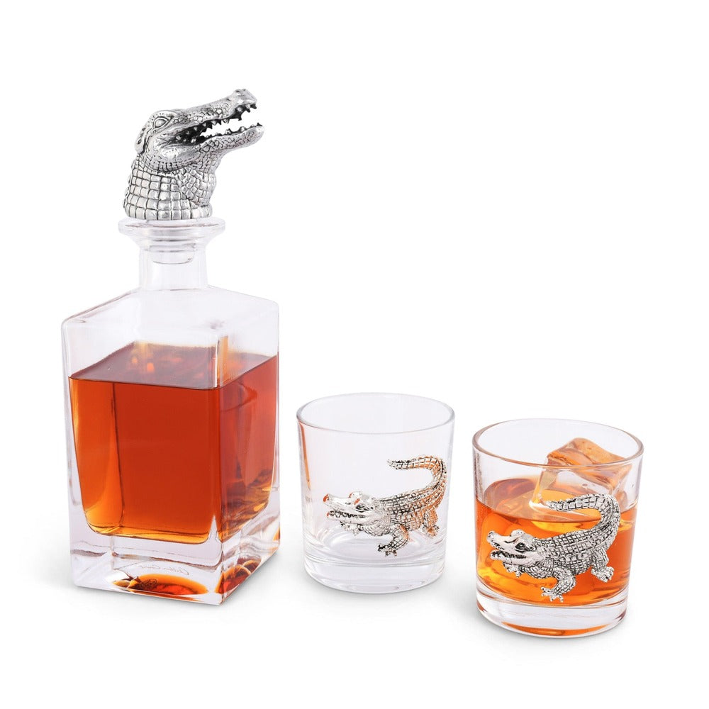 Alligator Decanter Set with Glass by Arthur Court Designs