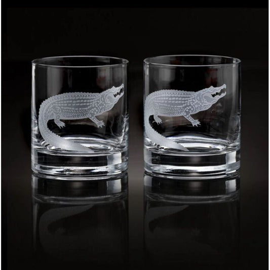 Alligator Old Fashion Glasses (4) Gator by Julie Wear 