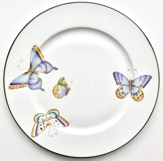 AM77 - Green Bordered Butterfly Dinner Plate by Anna Weatherley