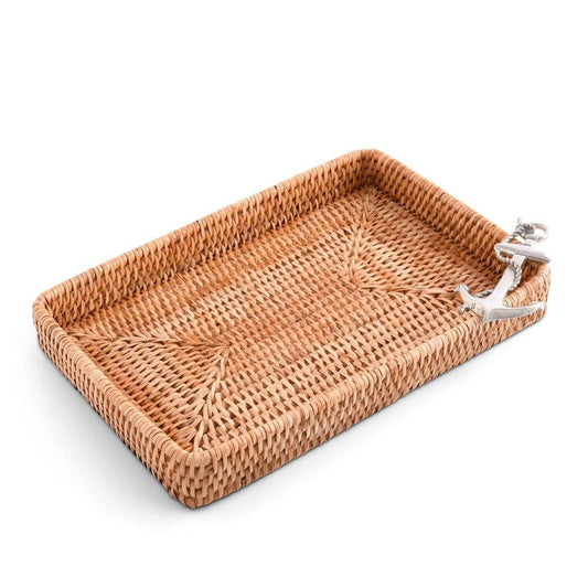 Anchor Catchall Tray Hand Woven Wicker Rattan by Vagabond House 