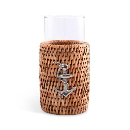 Anchor Drinking Glass Covered with Hand Woven Wicker Rattan - Set of 4 by Vagabond House 2