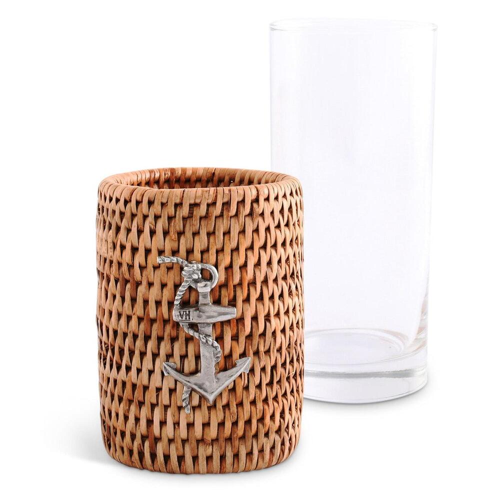 Anchor Drinking Glass Covered with Hand Woven Wicker Rattan - Set of 4 by Vagabond House 3