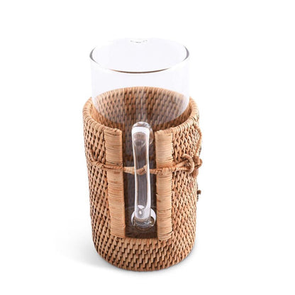 Anchor Glass Pitcher Hand Woven Wicker Natural Rattan Cover by Vagabond House 4