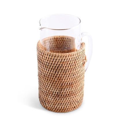 Anchor Glass Pitcher Hand Woven Wicker Natural Rattan Cover by Vagabond House 5