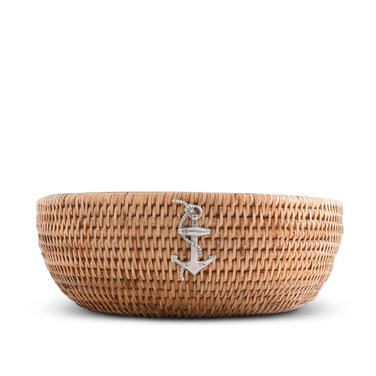 Anchor Hand Woven Wicker Natural Rattan Serving Bowl by Vagabond House 