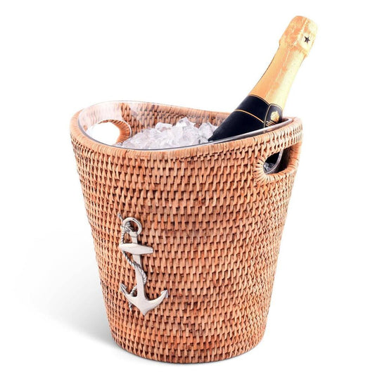 Anchor Hand Woven Wicker Rattan Champagne / Ice Bucket by Vagabond House 