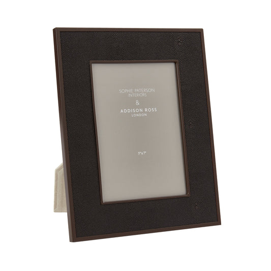 Anthracite Faux Shagreen & Bronze Photo Frame 5"x7" by Addison Ross