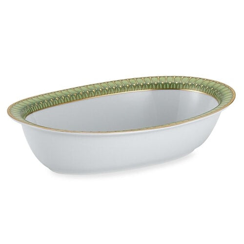 Arcades Green & Gold Open Vegetable Dish by Philippe Deshoulieres 