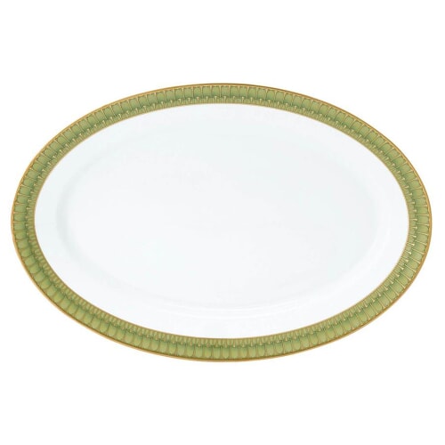 Arcades Green & Gold Oval Platter by Philippe Deshoulieres 