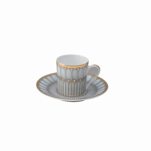 Arcades Grey & Gold Coffee Saucer by Philippe Deshoulieres 