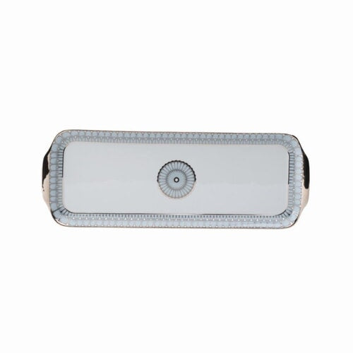 Arcades Grey & Platinum Rectangular Cake Platter by Philippe Deshoulieres 