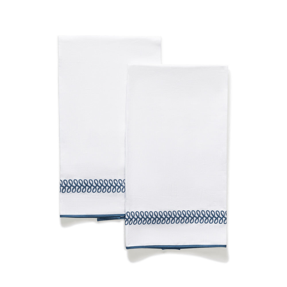Astor Braid Guest Towels set of 2 Indigo 