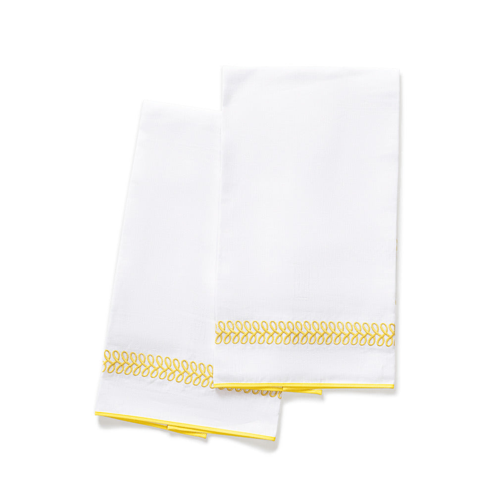Astor Braid Guest Towels set of 2 Lemon 