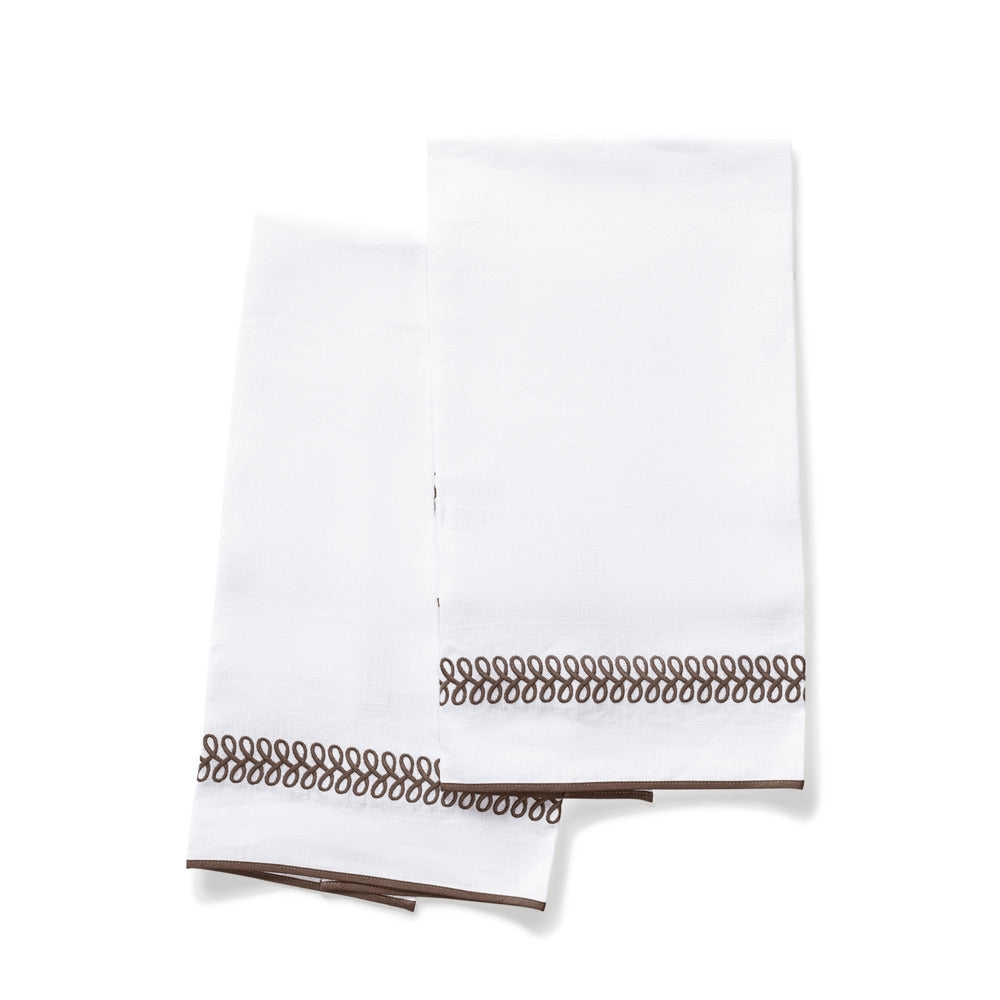 Astor Braid Guest Towels set of 2 Mocha 