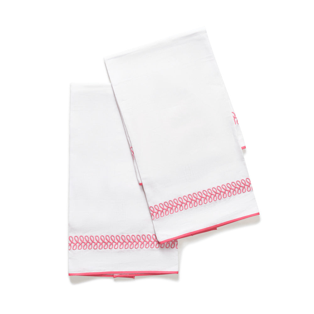 Astor Braid Guest Towels set of 2 Peony 