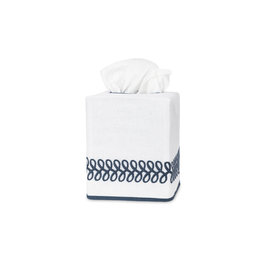 Astor Braid Tissue Box Cover Indigo 