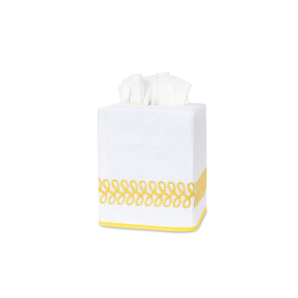 Astor Braid Tissue Box Cover Lemon 