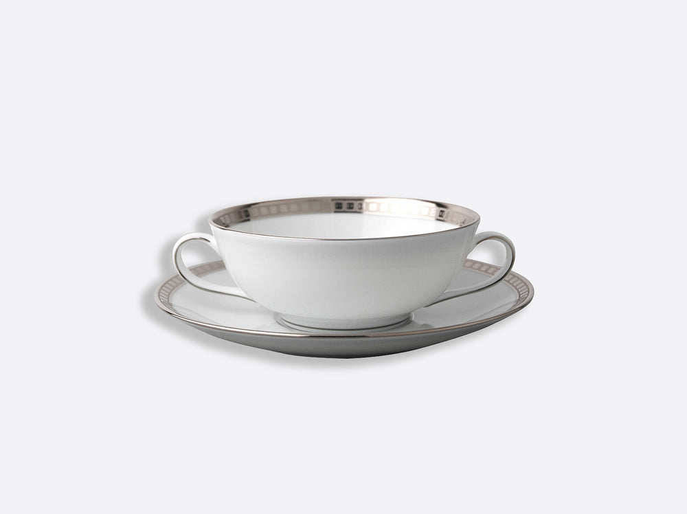 Athena Platinum Cream Cup & Saucer 5" by Bernardaud 